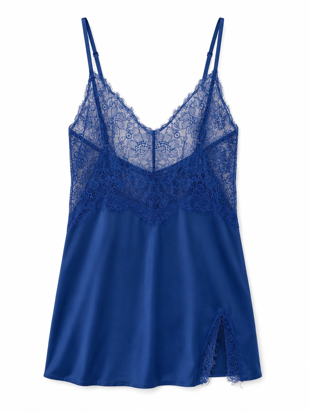 Victoria's Secret Lace Plunge Satin Slip Chemise XXL Blue Lingerie‎